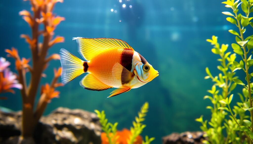 Angelfish in clean aquarium water