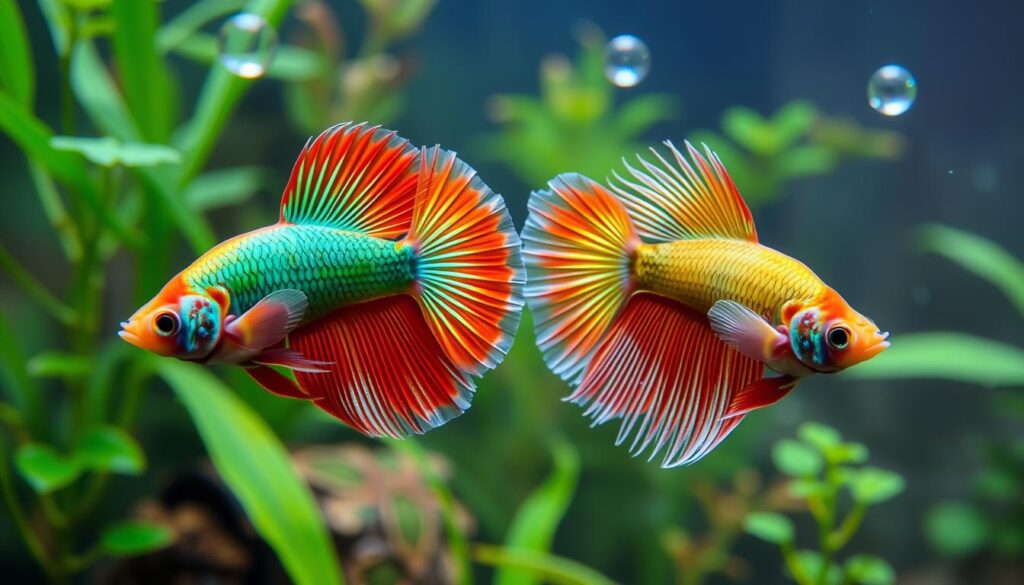 Betta fish breeding pair