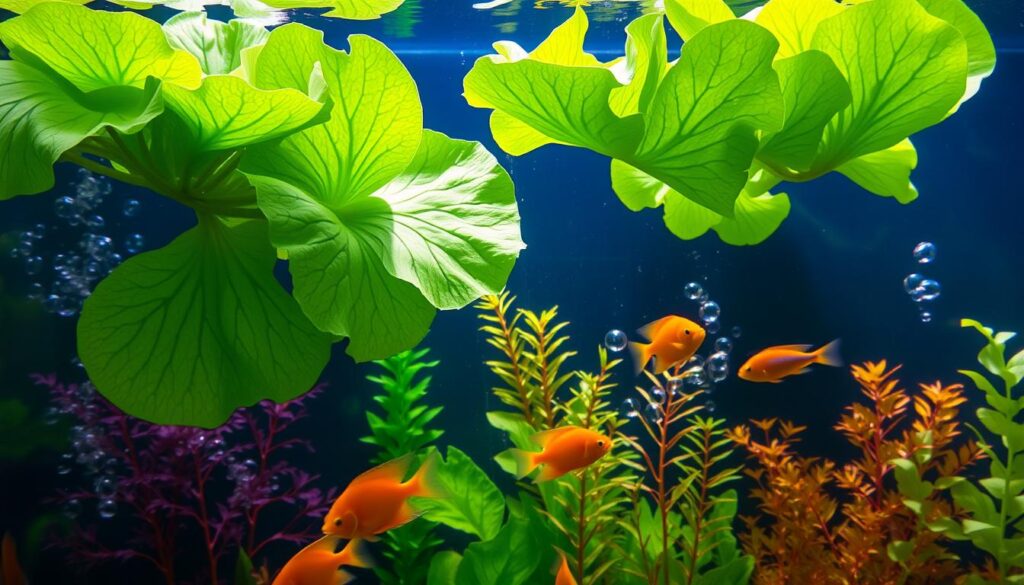 Water lettuce in aquarium