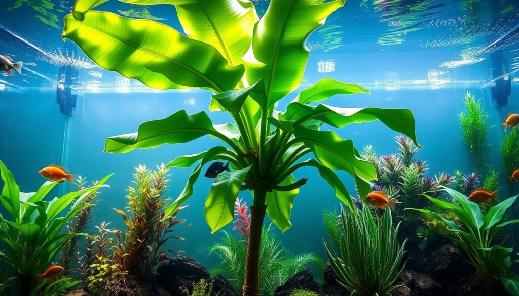 Banana plant in aquarium